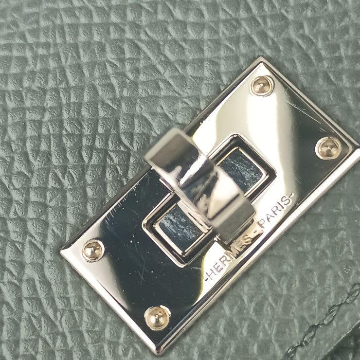 Hermes Coin Case Kelly Pocket Compact ck VERT Amande Epson — view 5