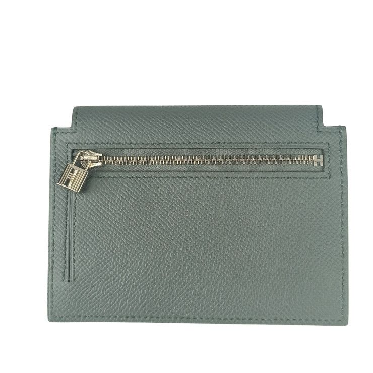 Hermes Coin Case Kelly Pocket Compact ck VERT Amande Epson — view 3