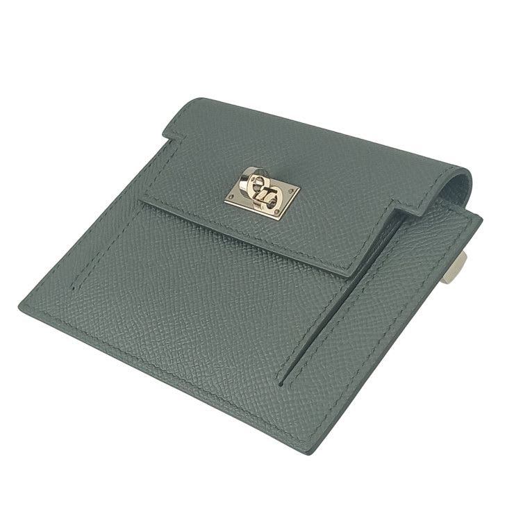 Hermes Coin Case Kelly Pocket Compact ck VERT Amande Epson — view 2
