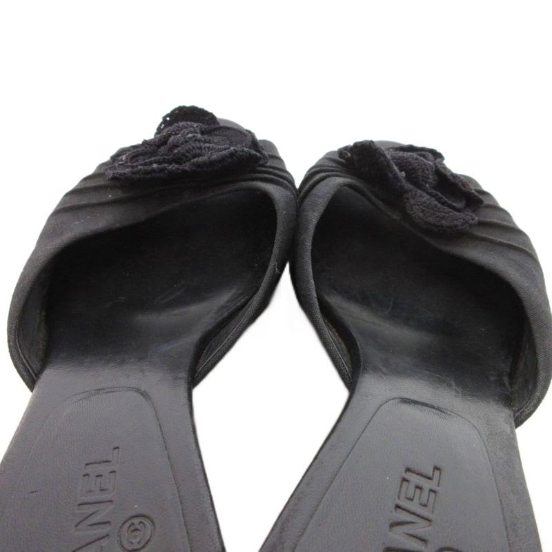Chanel Mule Camellia Coco Mark Comfort Sandals Black Js Gy62 — view 7