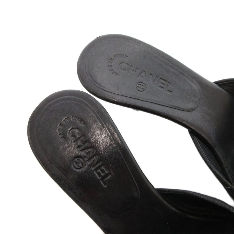 Chanel Mule Camellia Coco Mark Comfort Sandals Black Js Gy62 — view 6