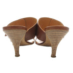 Hermes Leather Wide Belt Strap Sandals Mule Silver Hardware 36 Brown GV GY62 — view 3