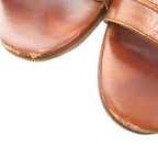 Hermes Leather Wide Belt Strap Sandals Mule Silver Hardware 36 Brown GV GY62 — view 9