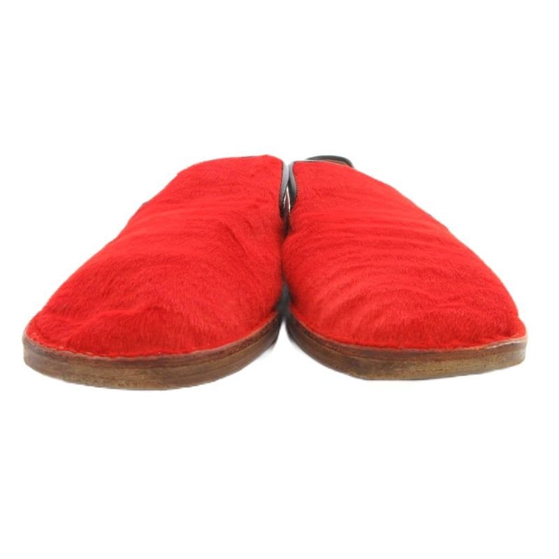 Celine Haraco Wood Sole Slip-on Shoes 37.5 Red Js Gy62 — view 2