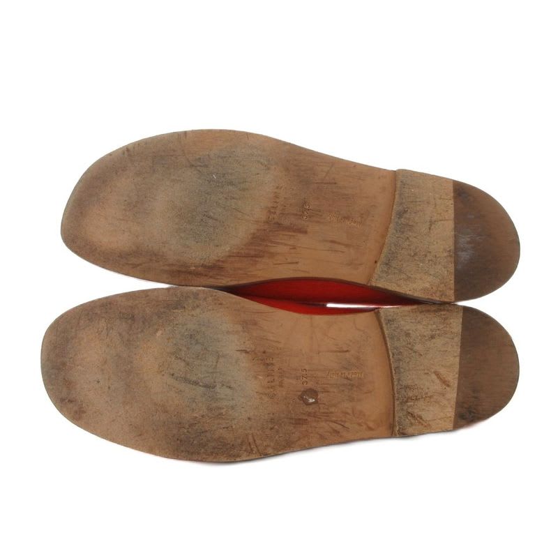 Celine Haraco Wood Sole Slip-on Shoes 37.5 Red Js Gy62 — view 5