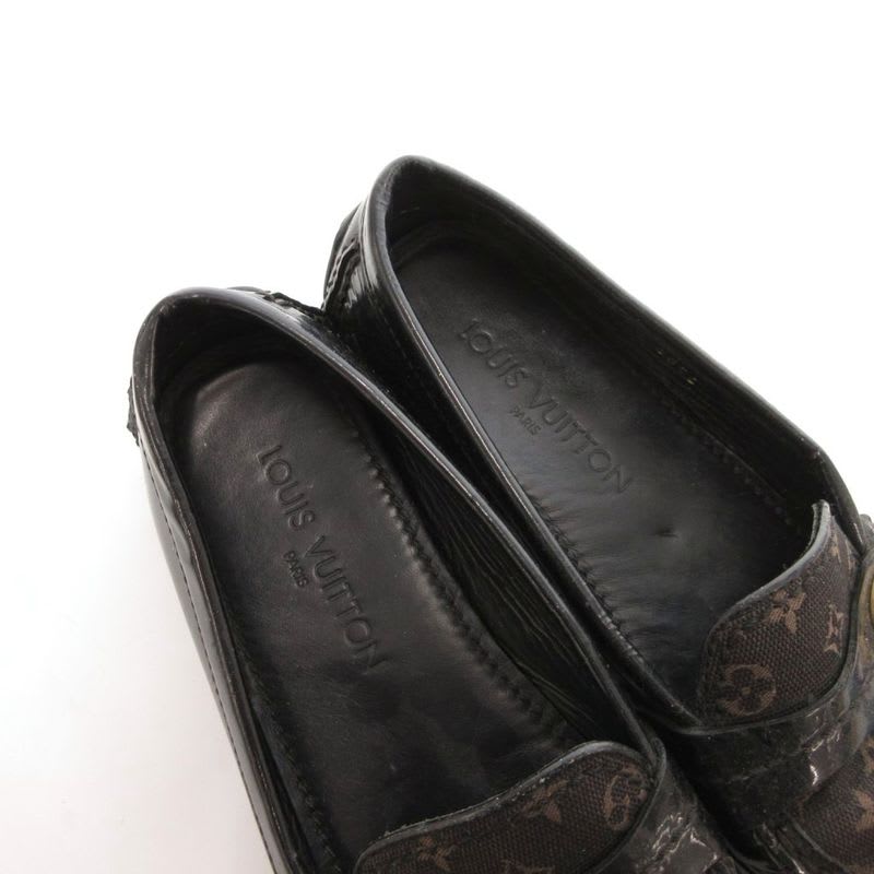 Louis Vuitton Driving Shoes Loafers Monogram Canvas 36 Black Brown JS GY62 — view 6