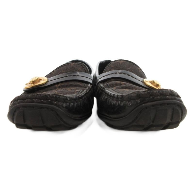 Louis Vuitton Driving Shoes Loafers Monogram Canvas 36 Black Brown JS GY62 — view 2