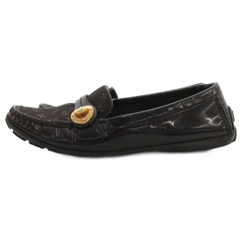 Louis Vuitton Driving Shoes Loafers Monogram Canvas 36 Black Brown JS GY62 — view 3