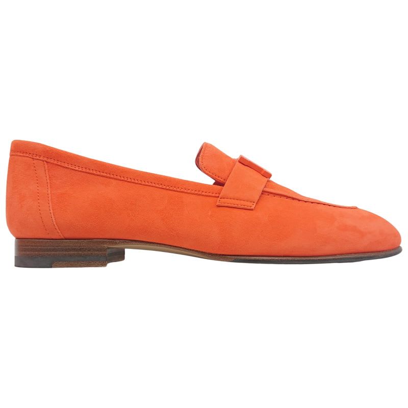 Hermes Moccasins Paris Suede Leather H Logo Loafers Shoes Orange 38 2022 — view 6