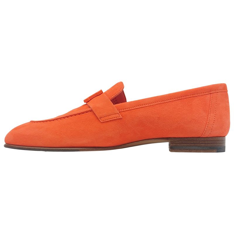 Hermes Moccasins Paris Suede Leather H Logo Loafers Shoes Orange 38 2022 — view 5