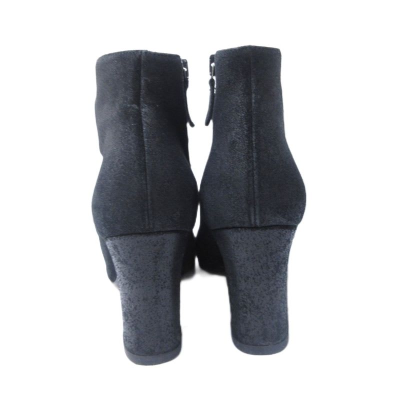 Chanel Suede Coco Mark Short Boots Heel Side Zip Black 36 — view 5