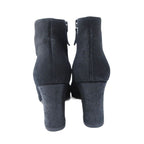 Chanel Suede Coco Mark Short Boots Heel Side Zip Black 36 — view 5