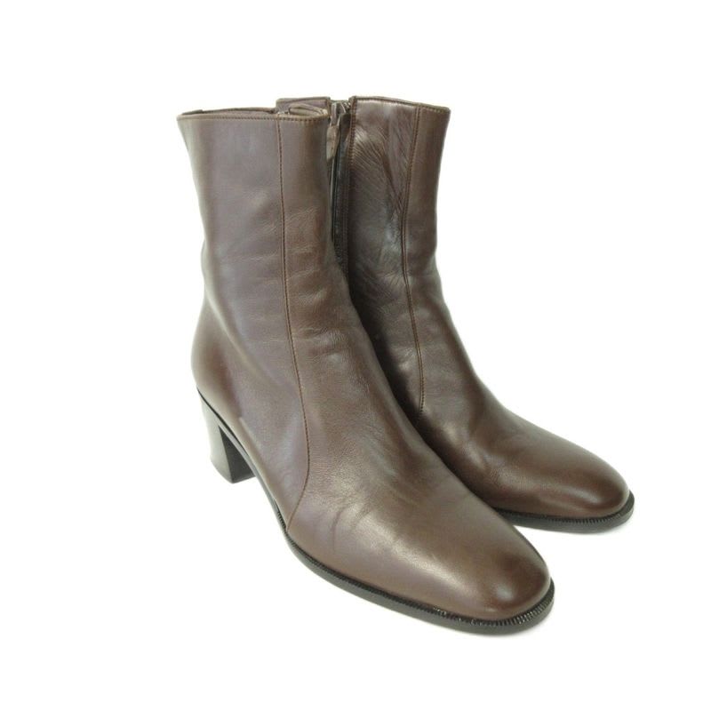 Hermes Side Zipper Short Boots Heel Brown 35.5 — view 2
