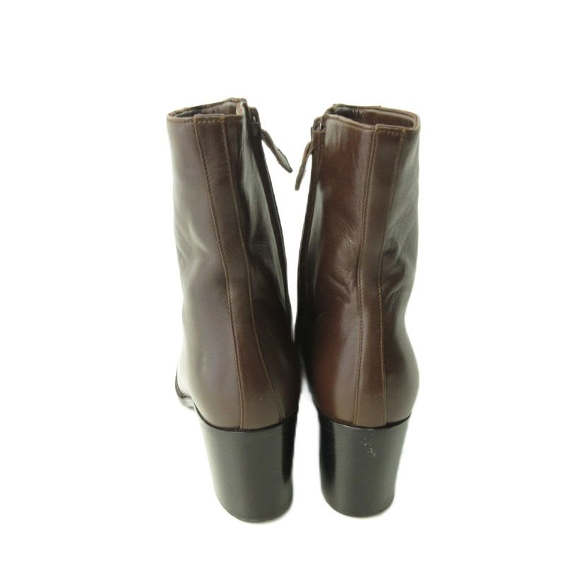 Hermes Side Zipper Short Boots Heel Brown 35.5 — view 6