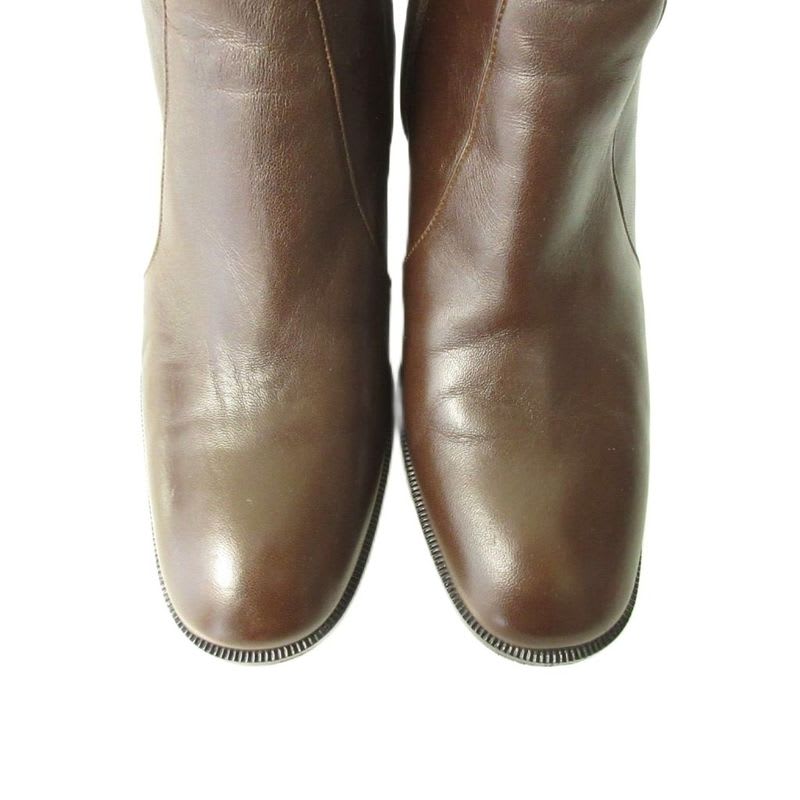 Hermes Side Zipper Short Boots Heel Brown 35.5 — view 5