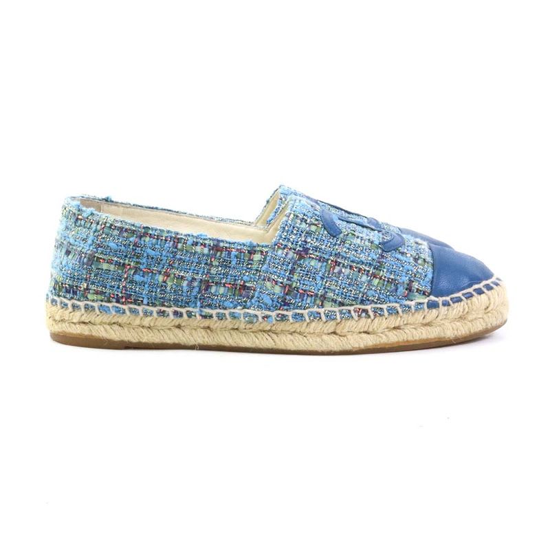 Chanel Tweed Blue Espadrilles — view 3