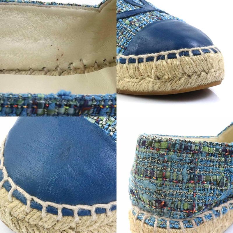 Chanel Tweed Blue Espadrilles — view 8