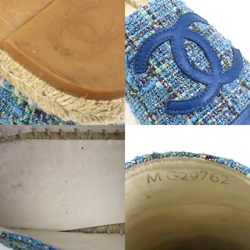 Chanel Tweed Blue Espadrilles — view 9