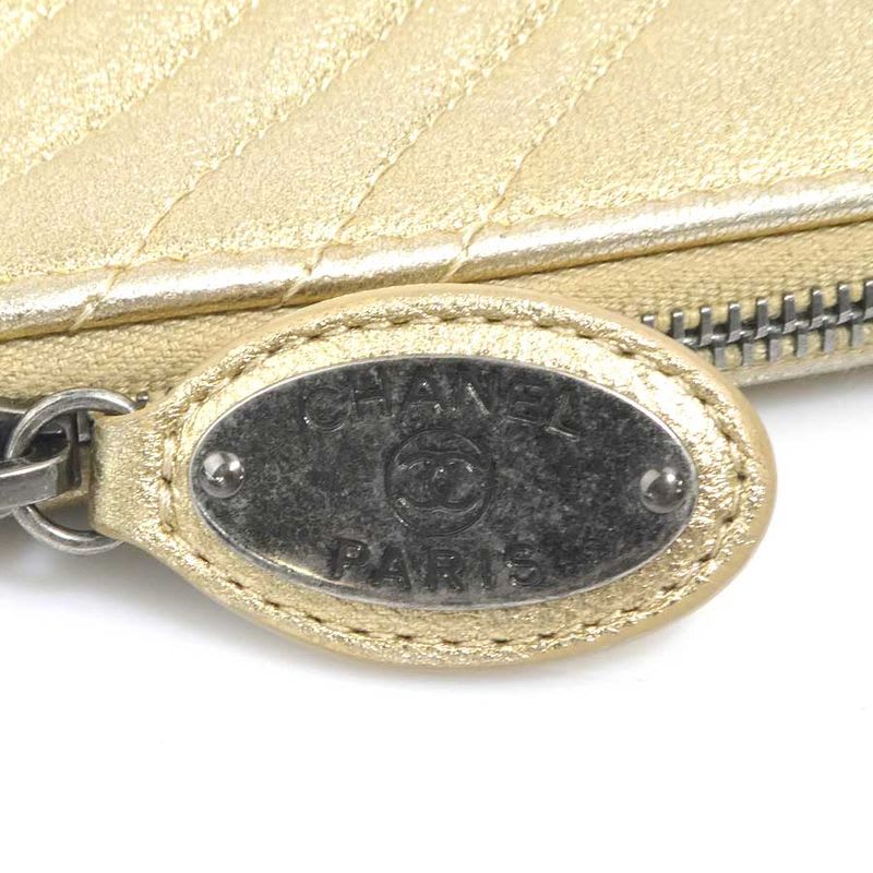 Chanel Quilted Metallic Gold Pouch — view 7