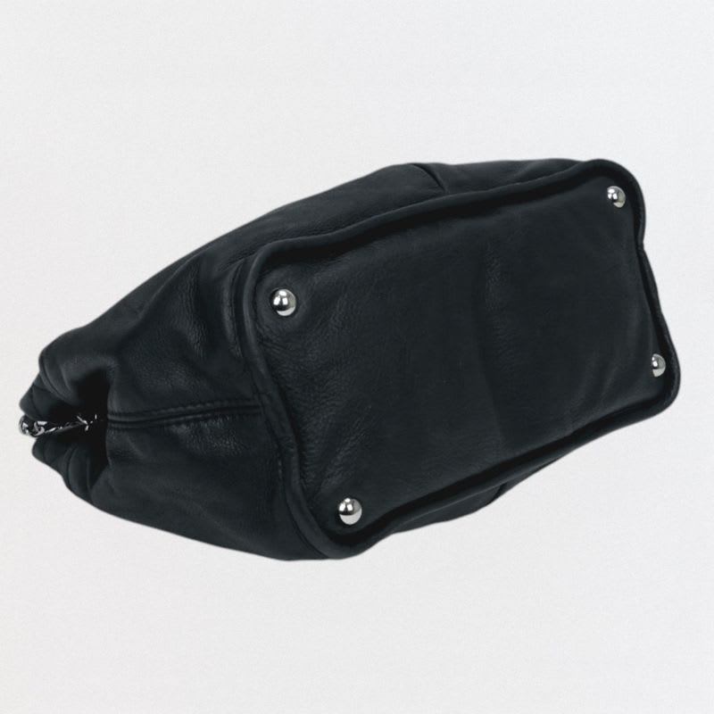 Chanel Quilted Bag Tote Leather Black Silver Hardware Coco — view 7