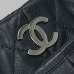 Chanel Quilted Bag Tote Leather Black Silver Hardware Coco — view 8