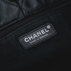 Chanel Quilted Bag Tote Leather Black Silver Hardware Coco — view 9