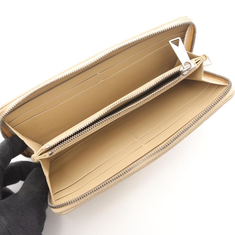 Bottega Veneta Round Long Wallet Intrecciato Beige Leather — view 3