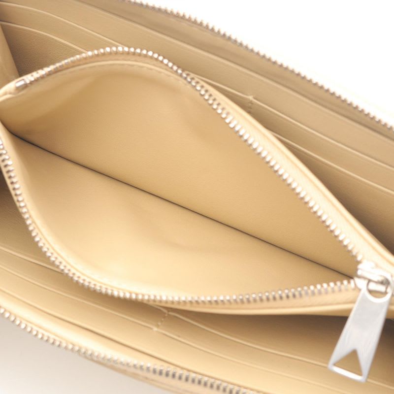 Bottega Veneta Round Long Wallet Intrecciato Beige Leather — view 5