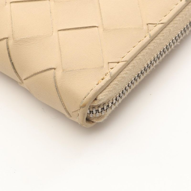 Bottega Veneta Round Long Wallet Intrecciato Beige Leather — view 6