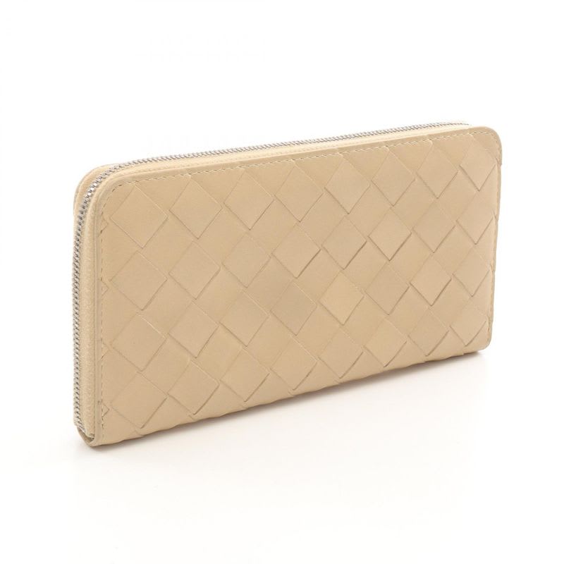 Bottega Veneta Round Long Wallet Intrecciato Beige Leather — view 2
