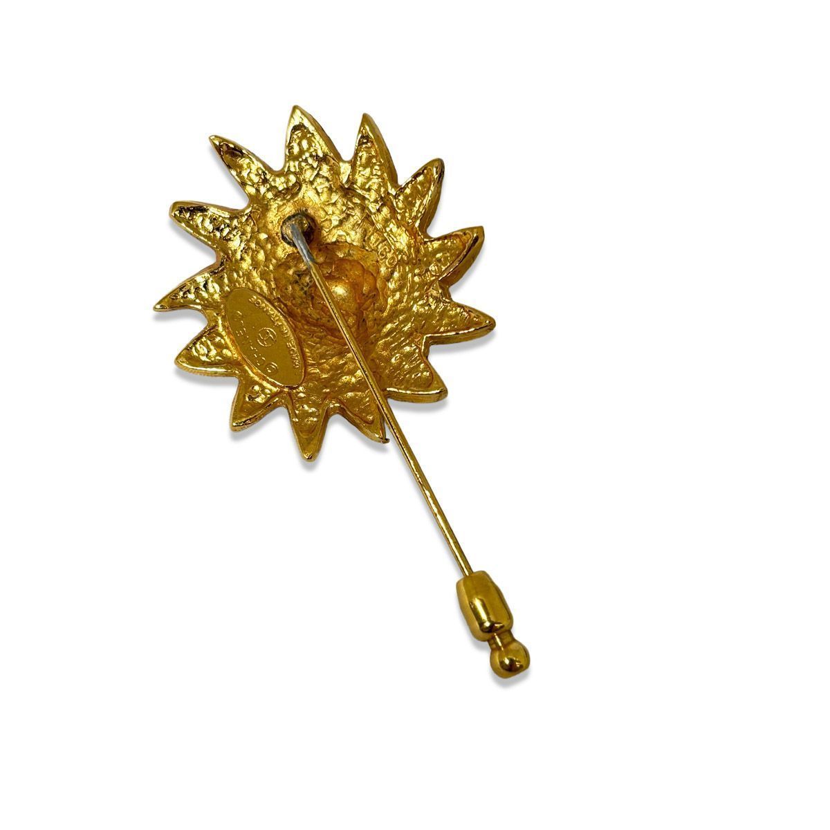 Chanel Pin Brooch Hat Pin Lion Sun Gold Vintage — view 8