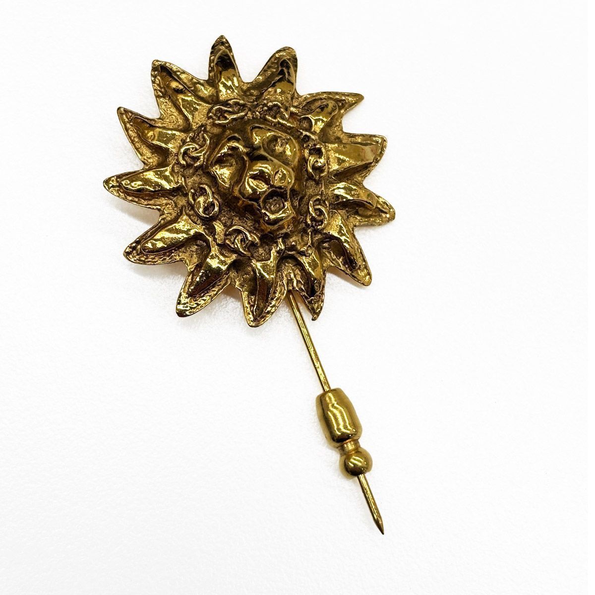 Chanel Pin Brooch Hat Pin Lion Sun Gold Vintage — view 4