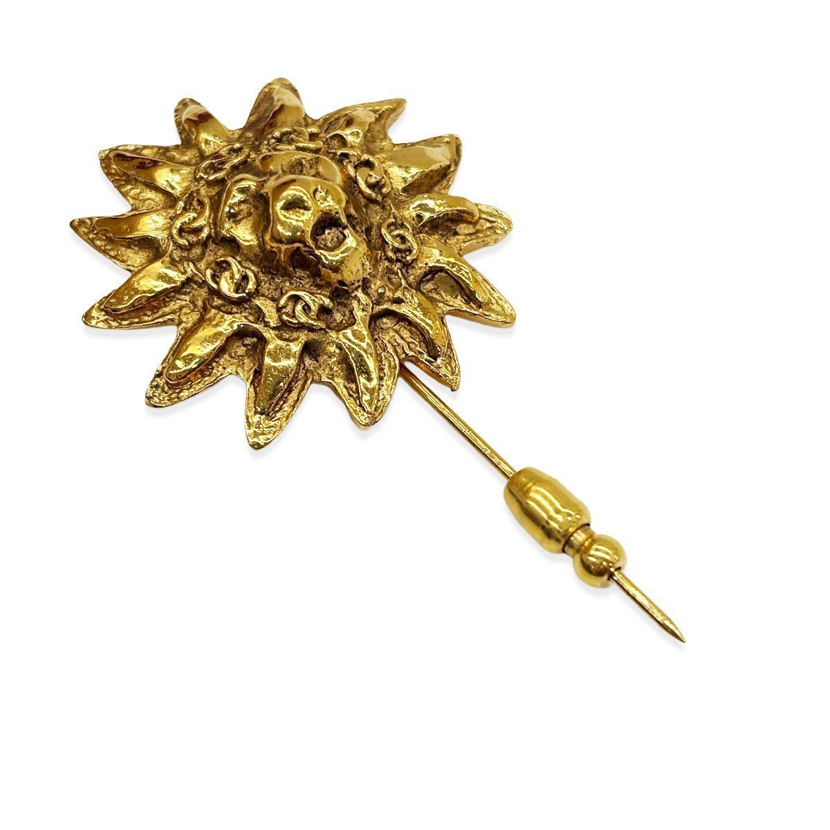Chanel Pin Brooch Hat Pin Lion Sun Gold Vintage — view 5
