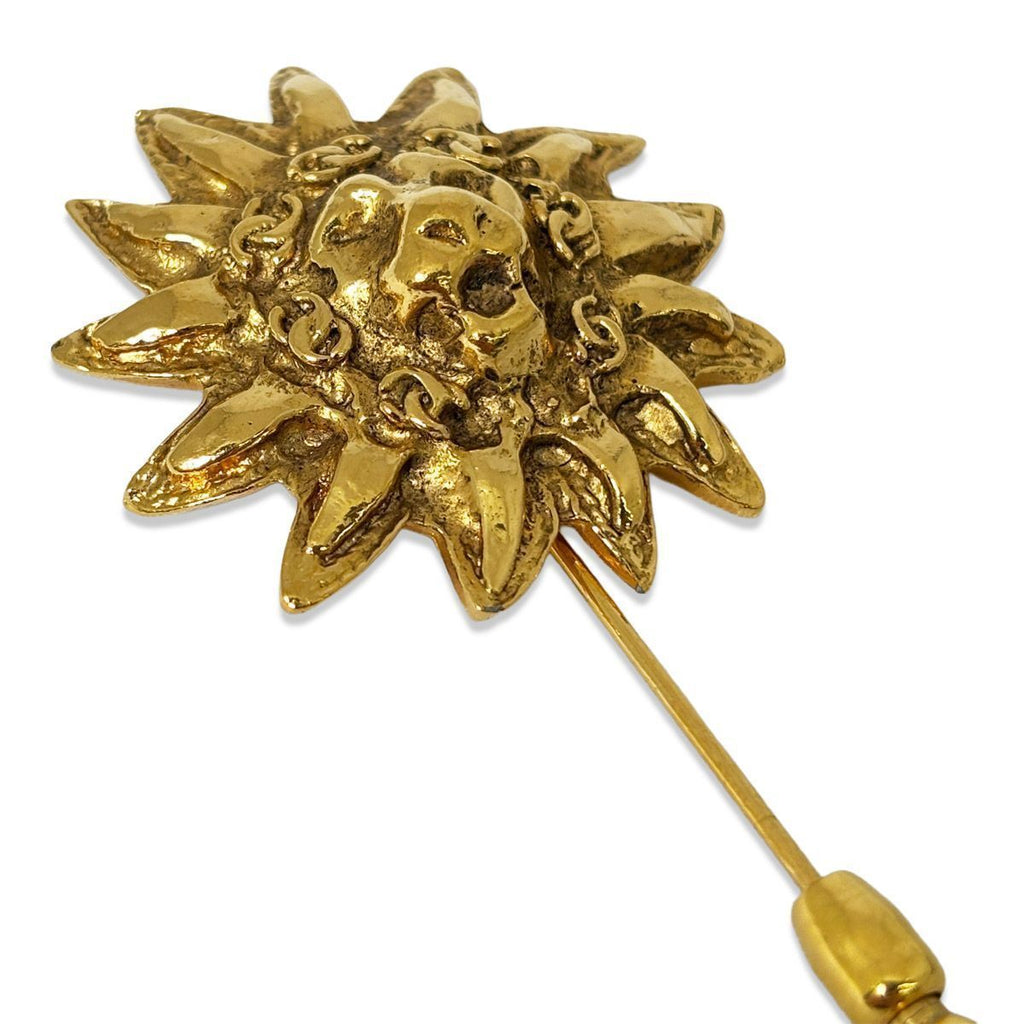 Chanel Pin Brooch Hat Pin Lion Sun Gold Vintage — view 6