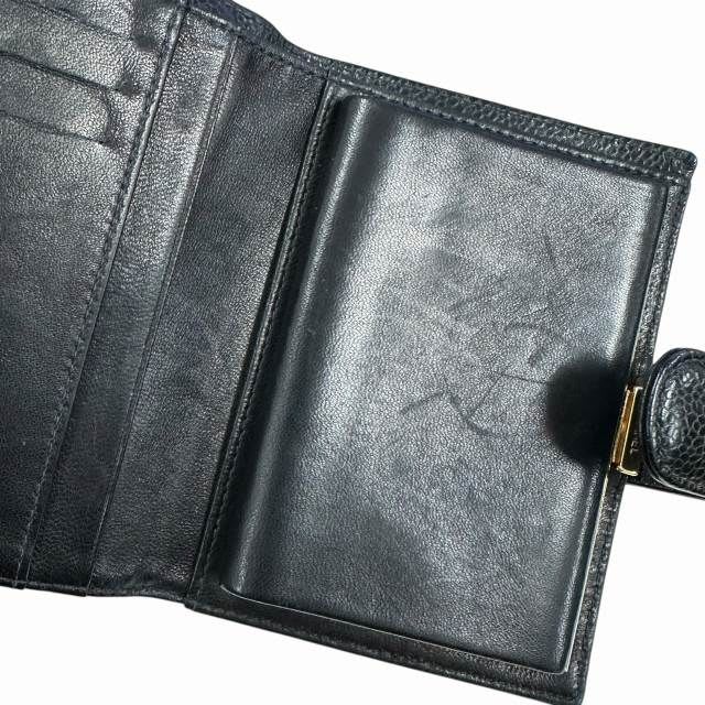 Chanel Caviar Leather Coco Mark Wallet Bifold Black AA — view 5