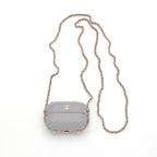Chanel Airpods Case Charm Lambskin Coco Mark Quilted Chain Gray — view 2