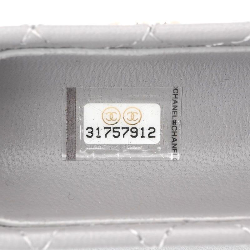 Chanel Airpods Case Charm Lambskin Coco Mark Quilted Chain Gray — view 8