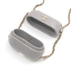 Chanel Airpods Case Charm Lambskin Coco Mark Quilted Chain Gray — view 6