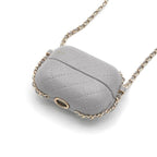Chanel Airpods Case Charm Lambskin Coco Mark Quilted Chain Gray — view 4