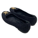 Louis Vuitton Nina Line Flat Shoes Ballet Raffia Lvhardware Black — view 4