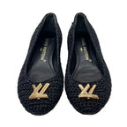 Louis Vuitton Nina Line Flat Shoes Ballet Raffia Lvhardware Black — view 2