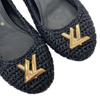 Louis Vuitton Nina Line Flat Shoes Ballet Raffia Lvhardware Black — view 9