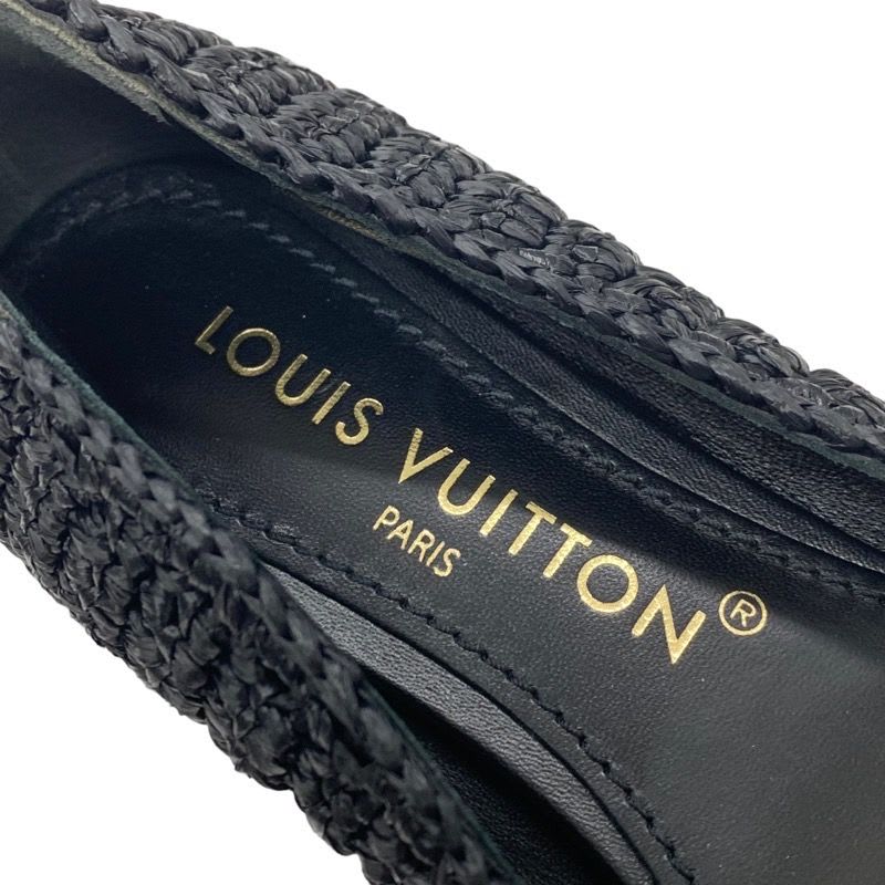 Louis Vuitton Nina Line Flat Shoes Ballet Raffia Lvhardware Black — view 7