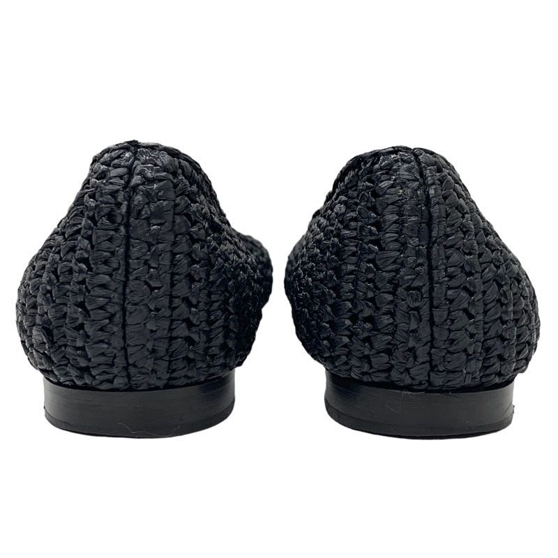 Louis Vuitton Nina Line Flat Shoes Ballet Raffia Lvhardware Black — view 5