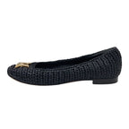 Louis Vuitton Nina Line Flat Shoes Ballet Raffia Lvhardware Black — view 3