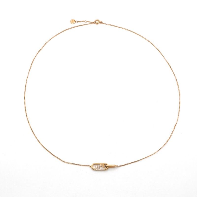 Fendi Orlock Necklace Pendant Rhinestone Logo — view 3