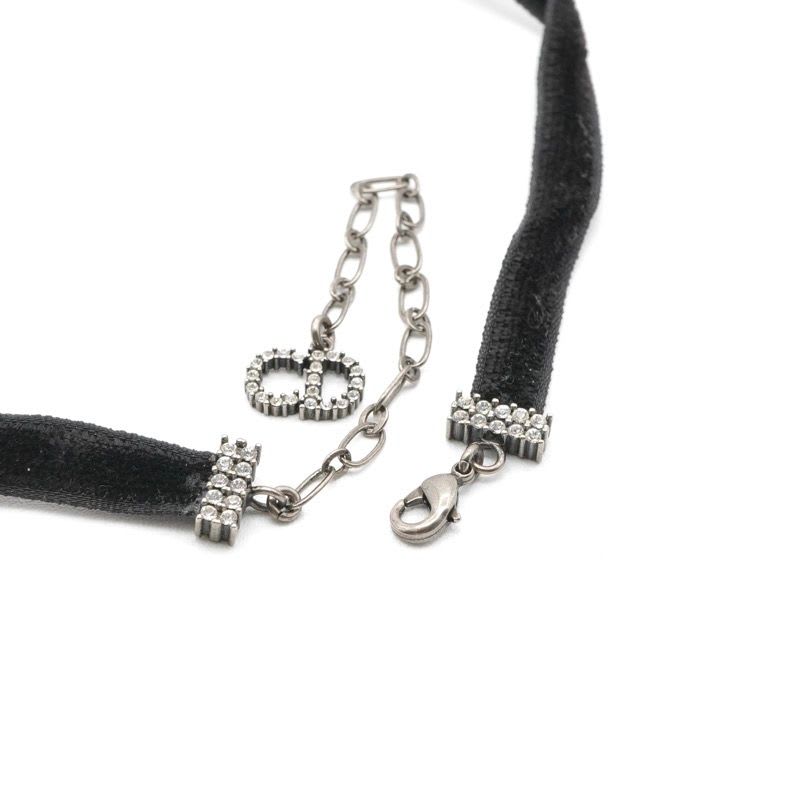 Christian Dior J'a Necklace Choker Black Silver Rhinestone Logo — view 6