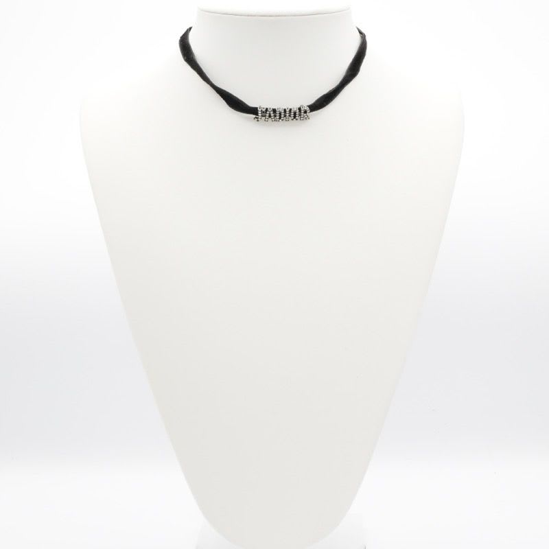 Christian Dior J'a Necklace Choker Black Silver Rhinestone Logo — view 9