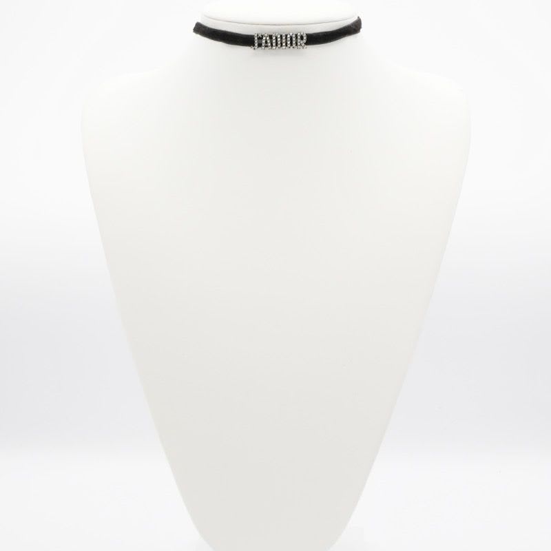 Christian Dior J'a Necklace Choker Black Silver Rhinestone Logo — view 8