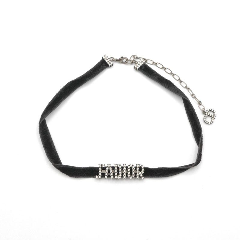 Christian Dior J'a Necklace Choker Black Silver Rhinestone Logo — view 3